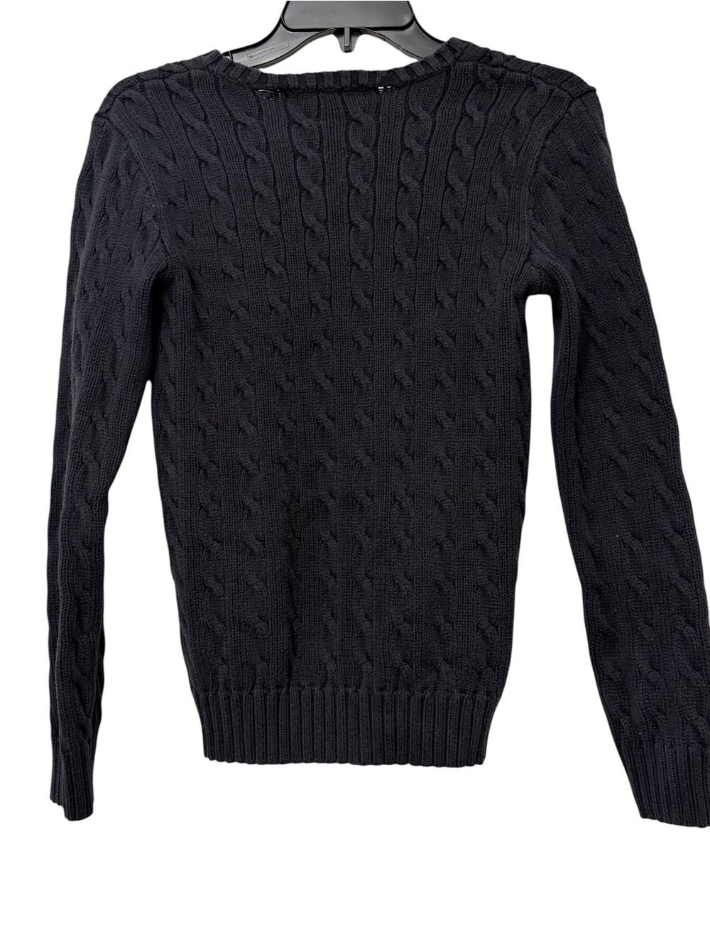 Ralph Lauren Sport Vintage Black Cable Knit V Neck Sweater - Picture 4 of 5